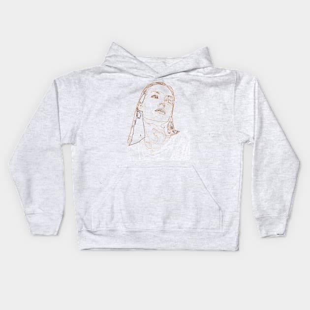 Girl minimalism art lines Kids Hoodie by Sarokey